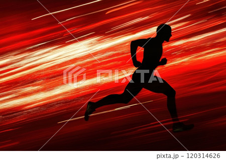Athlete running at high speed with motion blur effect 120314626