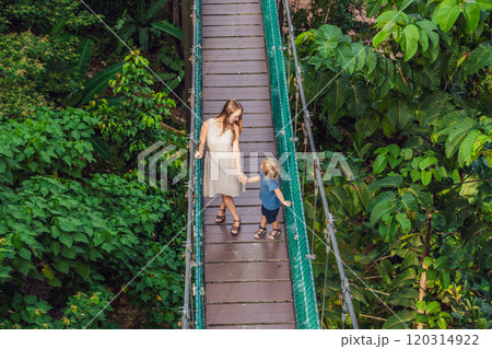 Mother and son at the Suspension bridge in Kuala Lumpur, Malaysia 120314922