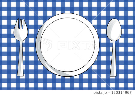 手描きのテーブルセッティング - 星空のような青のランチョンマット 120314967