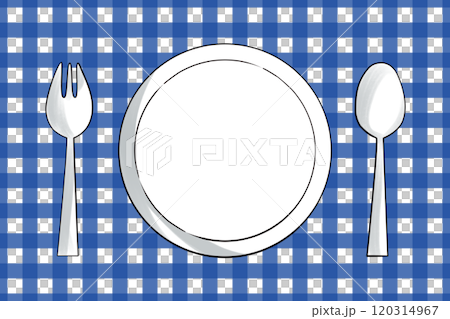 手描きのテーブルセッティング - 星空のような青のランチョンマット 120314967