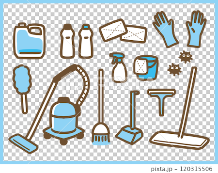 掃除道具のセットのシンプルなイラスト 120315506