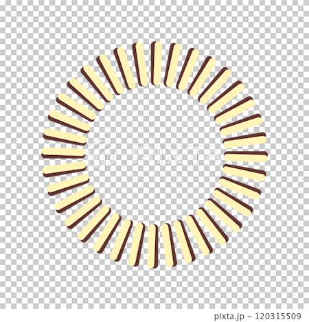 用線條繪製的圓形框架 - 奶油黃色（淺黃色）x 深巧克力棕色 120315509