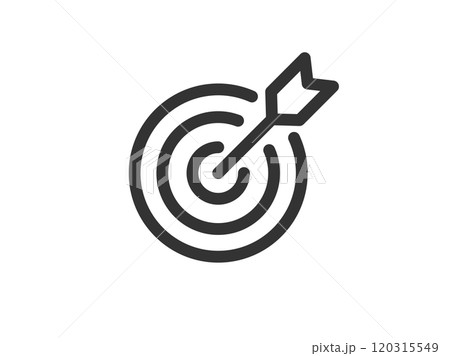 的に当たった矢のアイコン(線画)のイラスト 的に当たった矢のアイコン(線画)のイラスト 120315549