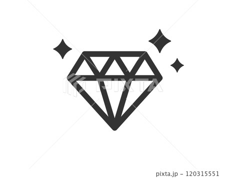 輝くダイヤモンドのアイコン（線画）のイラスト 120315551