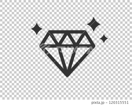 Illustration of a shining diamond icon (line drawing) 120315551