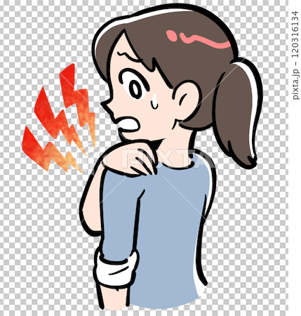Illustration of a woman with a sore shoulder 120316134