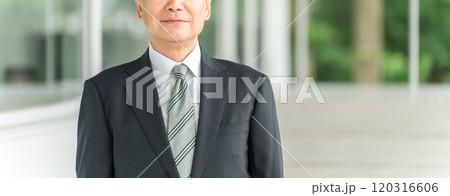 スーツ姿のシニア男性（団塊の世代・退職金・定年退職・老後資金・再雇用・プレシニア・老後鬱） 120316606
