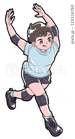スパイクの助走をする女の子のイラスト 120316760