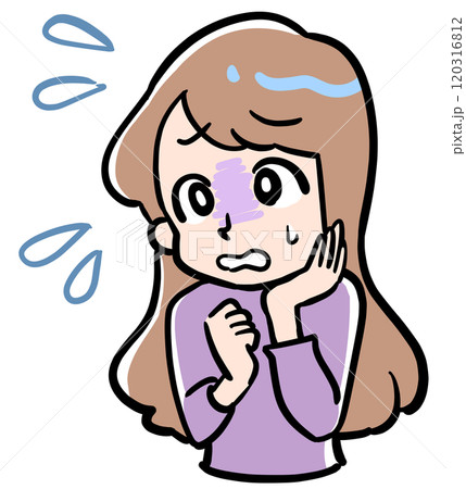不安を抱えて焦る女性のイラスト 不安を抱えて焦る女性のイラスト 120316812