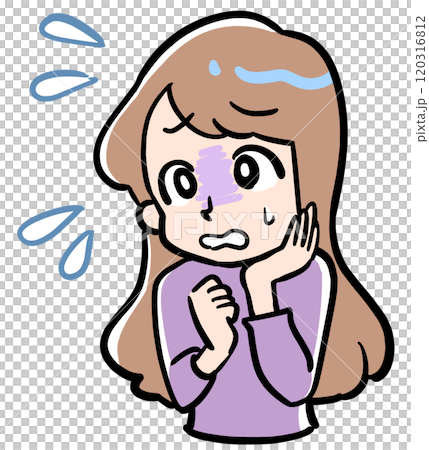 Illustration of a woman feeling anxious and in a hurry Illustration of a woman feeling anxious and in a hurry 120316812