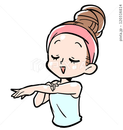 体とお肌をケアしている女性 体とお肌をケアしている女性 120316814