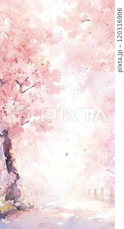 桜のある風景　AI画像 120316906