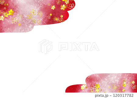 赤の背景に金の桜の花 120317782