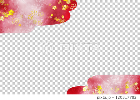 赤の背景に金の桜の花 120317782