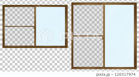 2 種棕色滑動窗和紗門套裝 120317974