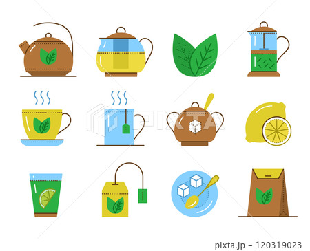 Set of tea line icons. Set of tea line icons. 120319023
