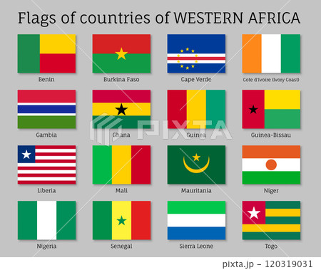 Western Africa countries flag set 120319031