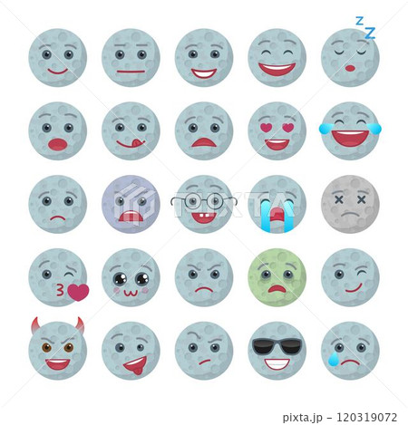 Moon funny emoticons isolated set Moon funny emoticons isolated set 120319072