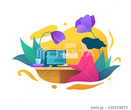 Freelance or online education at home concept in flat style 120319073