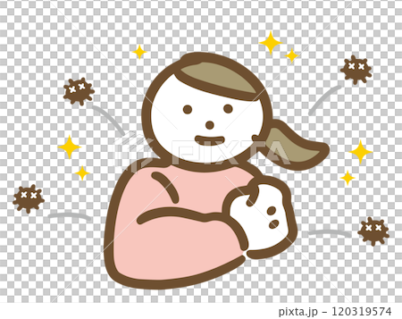 A young woman in casual clothes (upper body) who keeps bacteria away with her healthy body 120319574