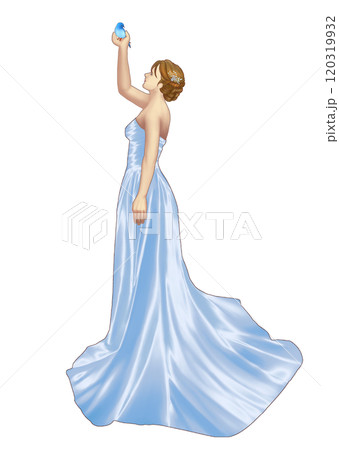 青い小鳥とドレスを着た女性 120319932