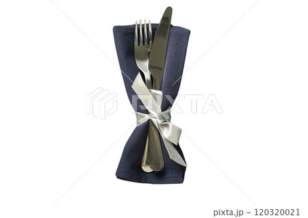 PNG, Christmas table setting, cutlery isolated on white background. 120320021