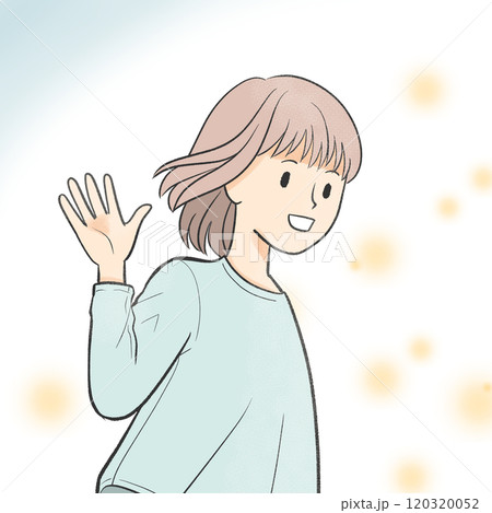 笑顔で手をふる女の子 120320052