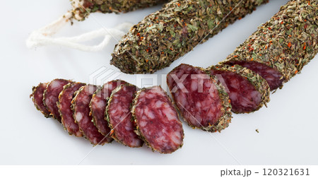 Dry-cured Fuet sausage 120321631