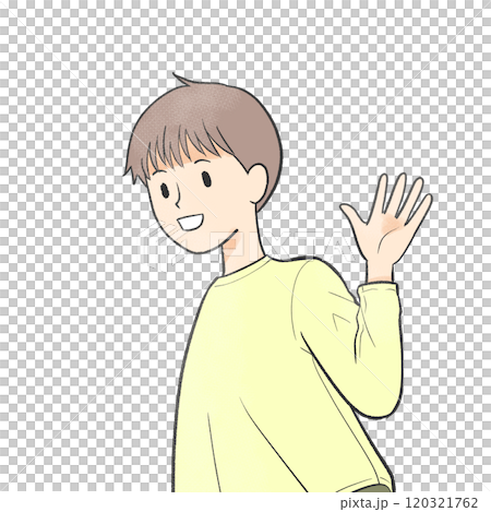 男孩笑著揮手 120321762