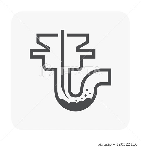 Clogged problem and cleaning out vector icon. 120322116
