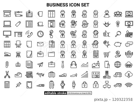 ビジネス・オフィス・会社のアイコンセット (編集可能なストローク) ビジネス・オフィス・会社のアイコンセット (編集可能なストローク) 120322358