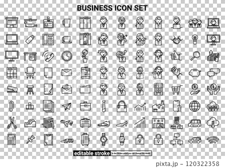 Business, office and company icon set (editable stroke) 120322358