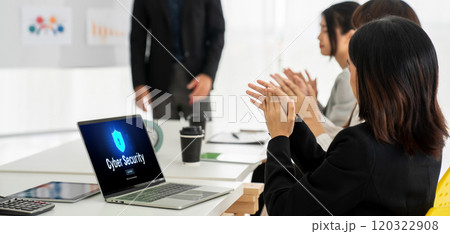 Cyber security system on computer screen protect private information snugly Cyber security system on computer screen protect private information snugly 120322908