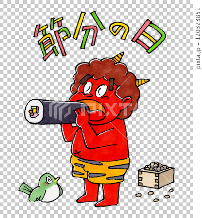 吃惠保卷的赤鬼和節分日的人物 120323851