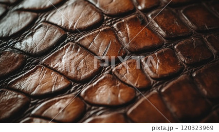 Close-up Texture of Brown Crocodile Skin 120323969