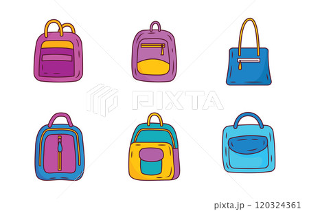 Elements Set of Bag Backpack Handbag School Equipment Elements Set of Bag Backpack Handbag School Equipment 120324361