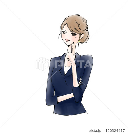 女性　ビジネススーツ　笑顔 120324417