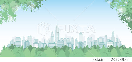新緑の街並みイラスト. 新緑の街並みイラスト. 120324982