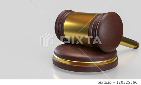 The wood hammer on white Background for law concept 3d rendering. 120325366