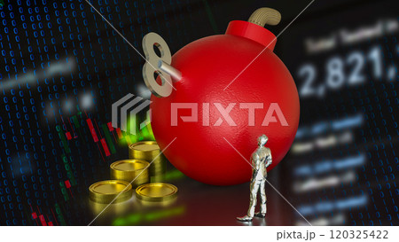 The Red Bomb wind up and coins for Business concept 3d rendering. The Red Bomb wind up and coins for Business concept 3d rendering. 120325422