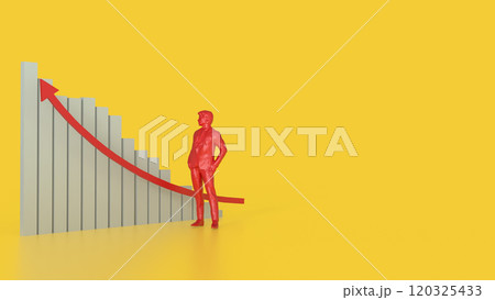 The chart and red man on yellow background  for Business concept 3d rendering. 120325433