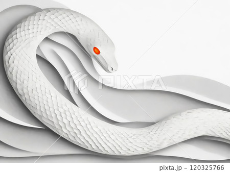 装飾的で抽象的な白い蛇の3dイラストレーション 120325766