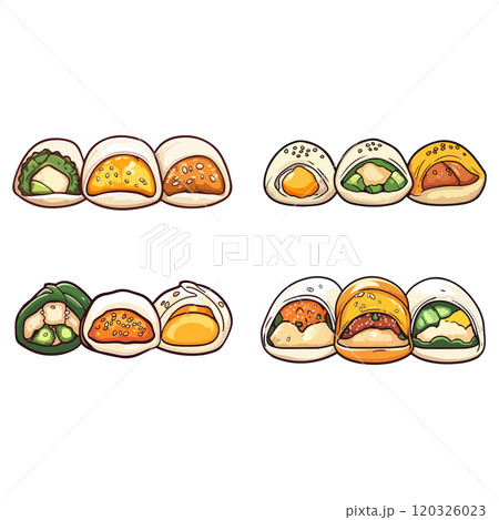 Assorted Dumplings and Bao Illustration Set 120326023