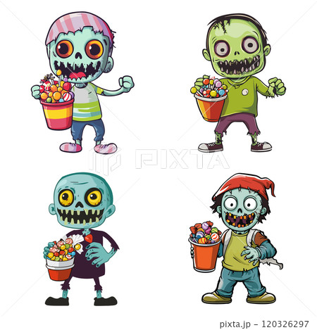 Zombies with Halloween Candy 120326297