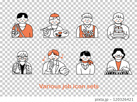 各種職業的簡單扁平圖標集 120326421