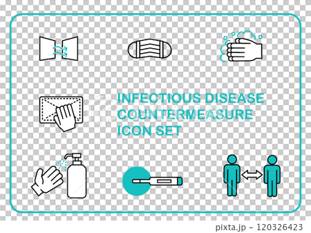 簡單扁平的傳染病圖示集 120326423