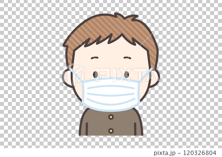 マスクをしている学ランを着た男子学生 120326804