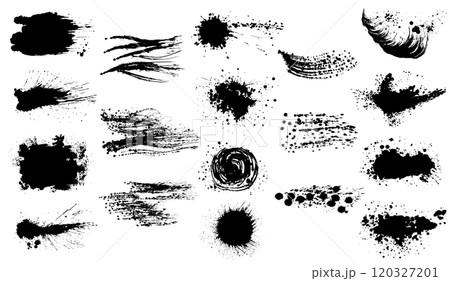 墨素材のセット 手書きの毛筆イラスト 墨素材のセット 手書きの毛筆イラスト 120327201