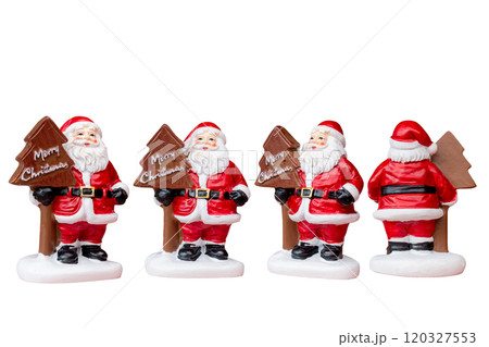 Miniature Santa Claus figurine isolated on a clean white background with a clipping path Miniature Santa Claus figurine isolated on a clean white background with a clipping path 120327553
