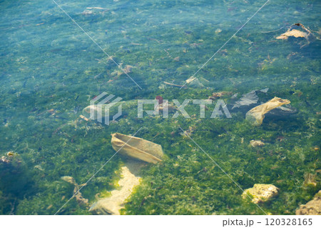 海に漂うプラスチックゴミ 120328165